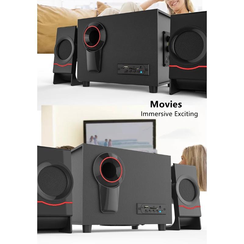 2.1 Multimedia Bluetooth Audio System Home Theater Surround Computer Active Combination Wooden Speaker AUX USB Cable Post TV PC