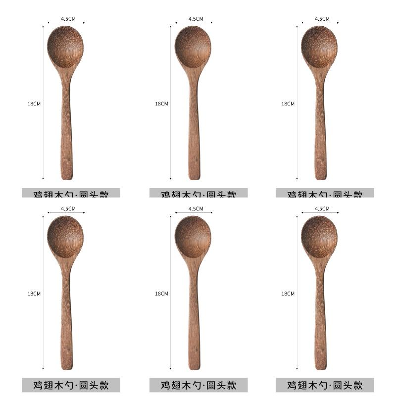 1-6 szt. Drewniana łyżka Drewno skrzydełek kurczaka Długi uchwyt Łyżka do zupy Łyżka do mieszania miodu Bez lakieru Bez wosku Gospodarstwo domowe Duża łyżka do ryżu