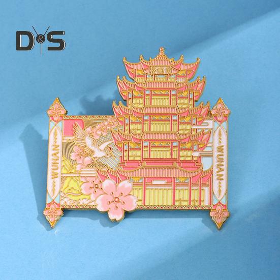 Yellow Cranes Tower Refrigerator Magnet 3D Wuhan Landmark Chinese Style Building Magnetic Fridge Decoration Home Office Kitchen Locker Ornament