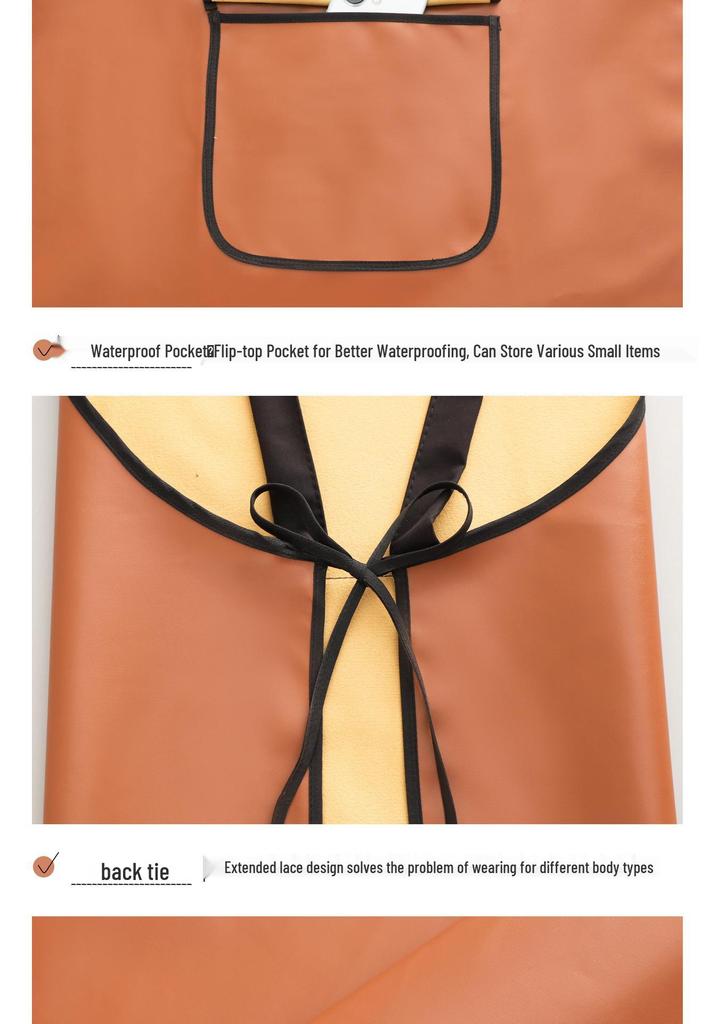 Waterproof PU Leather Apron for Kitchen & Catering - Oil-Proof, Custom Logo, Unisex Design