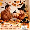 Uroczy Dekor Pokoju na Halloween Ręcznie Szydełkowana Pozytywna Dynia z Kapeluszem Czarownicy, Dodatek do Koszyka Jesiennego Boo, Akcesoria Dekoracyjne na Imprezę Mini Dzianinowa