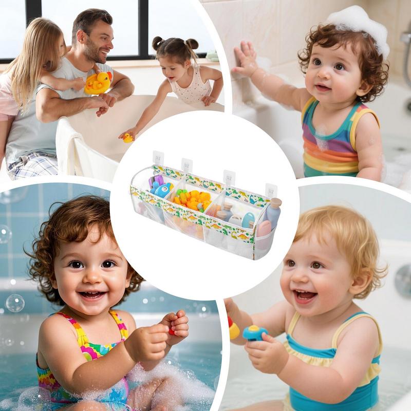 3 Compartment Horizontal Large Openings Bath Toy Organizer for Tub Capacity Upgrade Bath Storage and Holder Easy Sorting