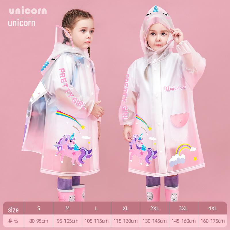 

Детский водонепроницаемый плащ с рюкзаком на всю длину тела — новый стиль 2025 года для мальчиков и девочек начальной школы L