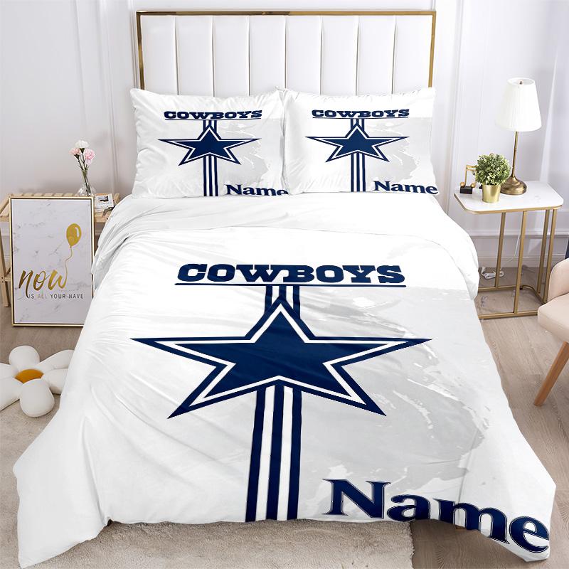 Personalized Cowboys Star Soft Bedding 3 Piece Set HD Print Duvet Cover Pillowcases for Teens Adult Bedroom Decoration Christmas Gift C10352