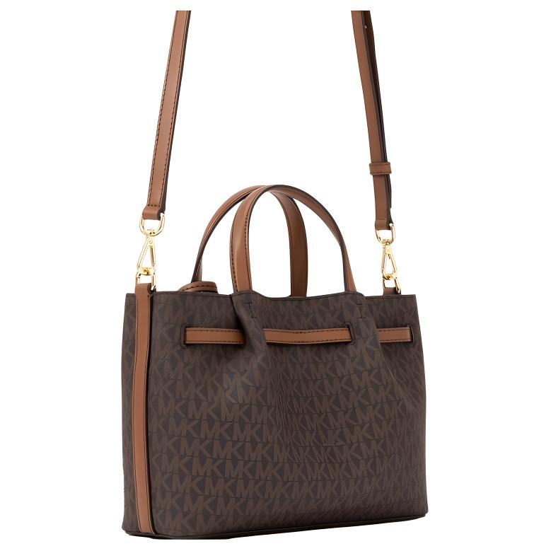 Michael Kors MK Carson Borsa a Tote in Ecopelle con Logo e Morsetto Cavallo da Donna Borse a Tote Marrone Scuro Marrone Ghianda 35S5G2ZS5T-BROWN
