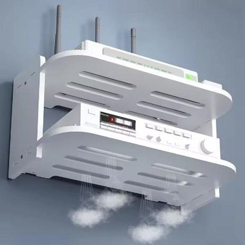 Strong Load-Bearing 2 Layer Wall Shelf Plastic Router Placement Rack  Cable Management
