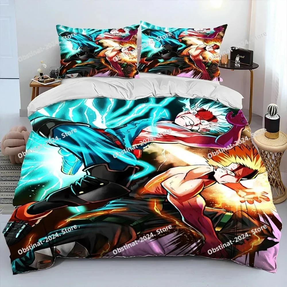 Anime My Hero Academia Izuku Deku Ložní souprava Tištěná s povlakem na polštář Měkký povlak na přikrývku Jednolůžko Dvojlůžko Královská Velikost