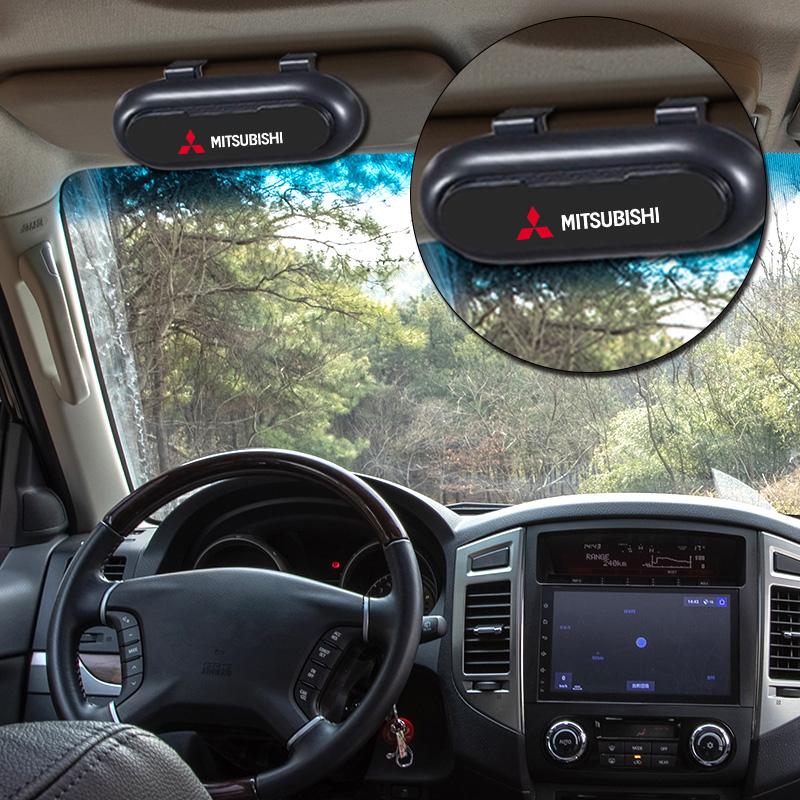 Car Sun Visor Glasses Storage Box Holder Organizer Car Styling For Mitsubishi Outlander I200 Pajero Eclipse ASX Lancer Space Delica Ex