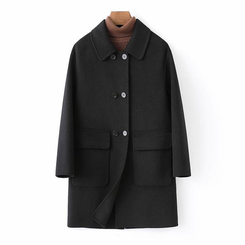 Double-sided cashmere coat medium and long slim and thin temperament high-end autumn and winter new woolen coat small man