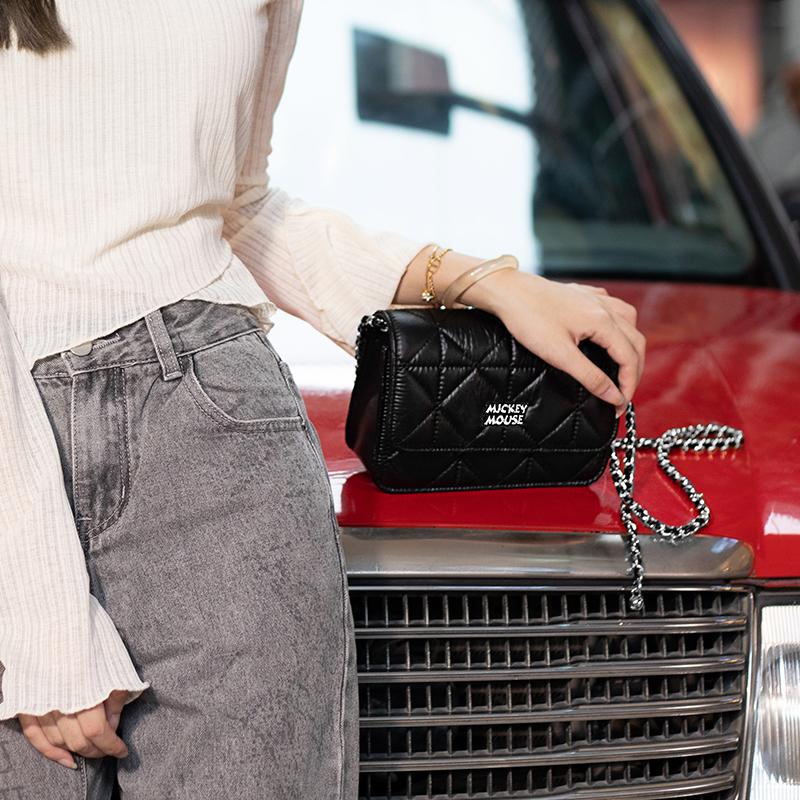 New Disney Mickey Series Synthetic Leather Crossbody Bag, Shoulder Bag, Small Square Bag Regular Unisex Black DHF41118-A