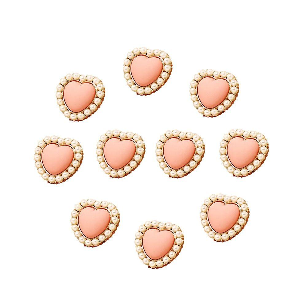 

10pcs High Quality DIY Needlework Sewing Button Pearl Buttons Love Heart Shirt Buttons pink-10pcs