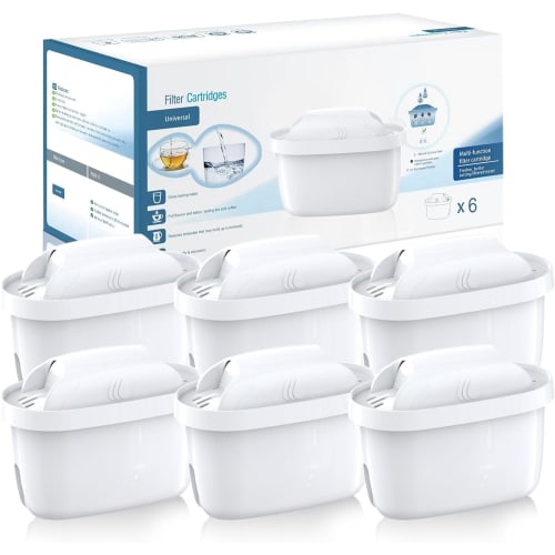 Suke Replacement Cartridges for Water Purifier Pots, Compatible Cartridges, Gift Included, Pack of 6, Polypropylene