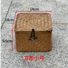 Woven Storage Basket With Lid Rattan Sundries Storage Box Wicker Basket Handmade Sorting Boxes Seagrass Jewelry Organizer