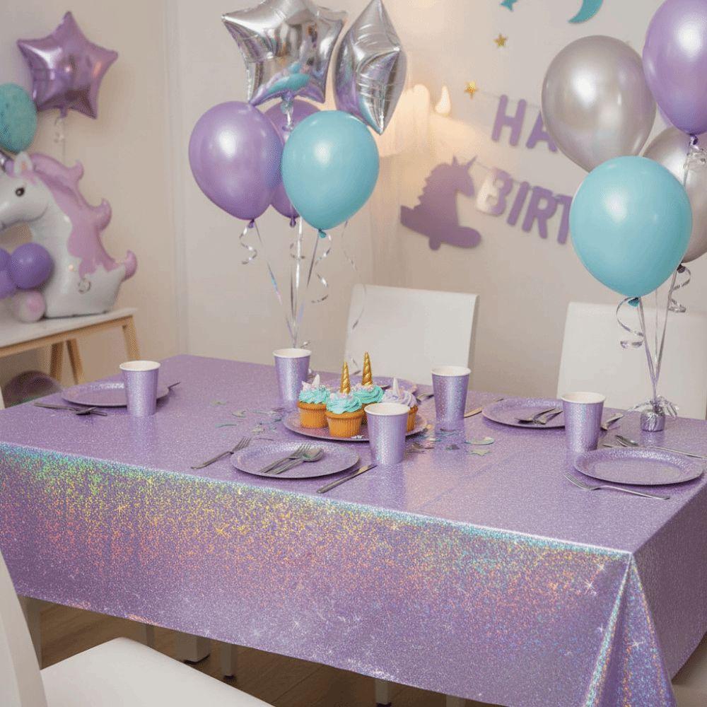2Pcs Thickened Disposable Laser Tablecloth Iridescent Effect Birthday Tablecloth  Bachelorette Party