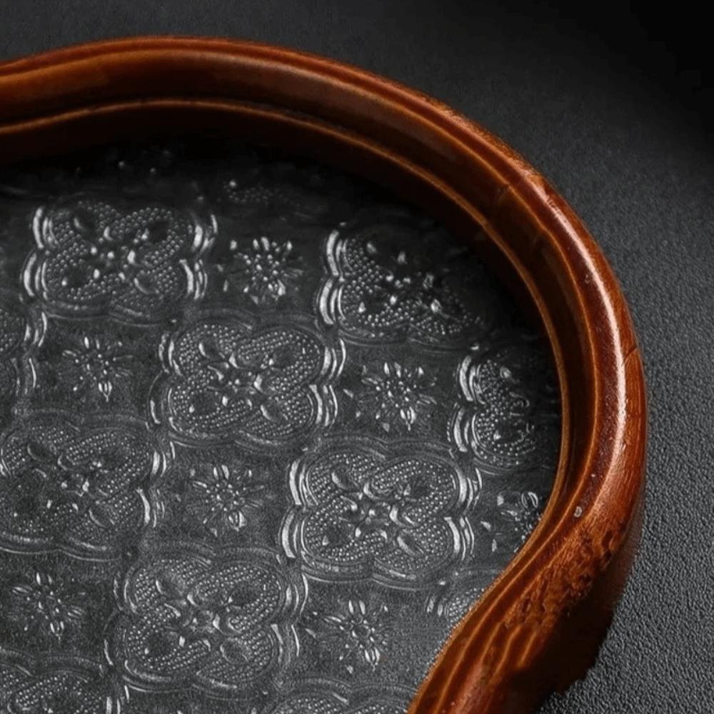 Elegant Oval Oval Glass Tea Set Multi-functional Glass Storage Box Wooden Wooden Tray Fruit Display