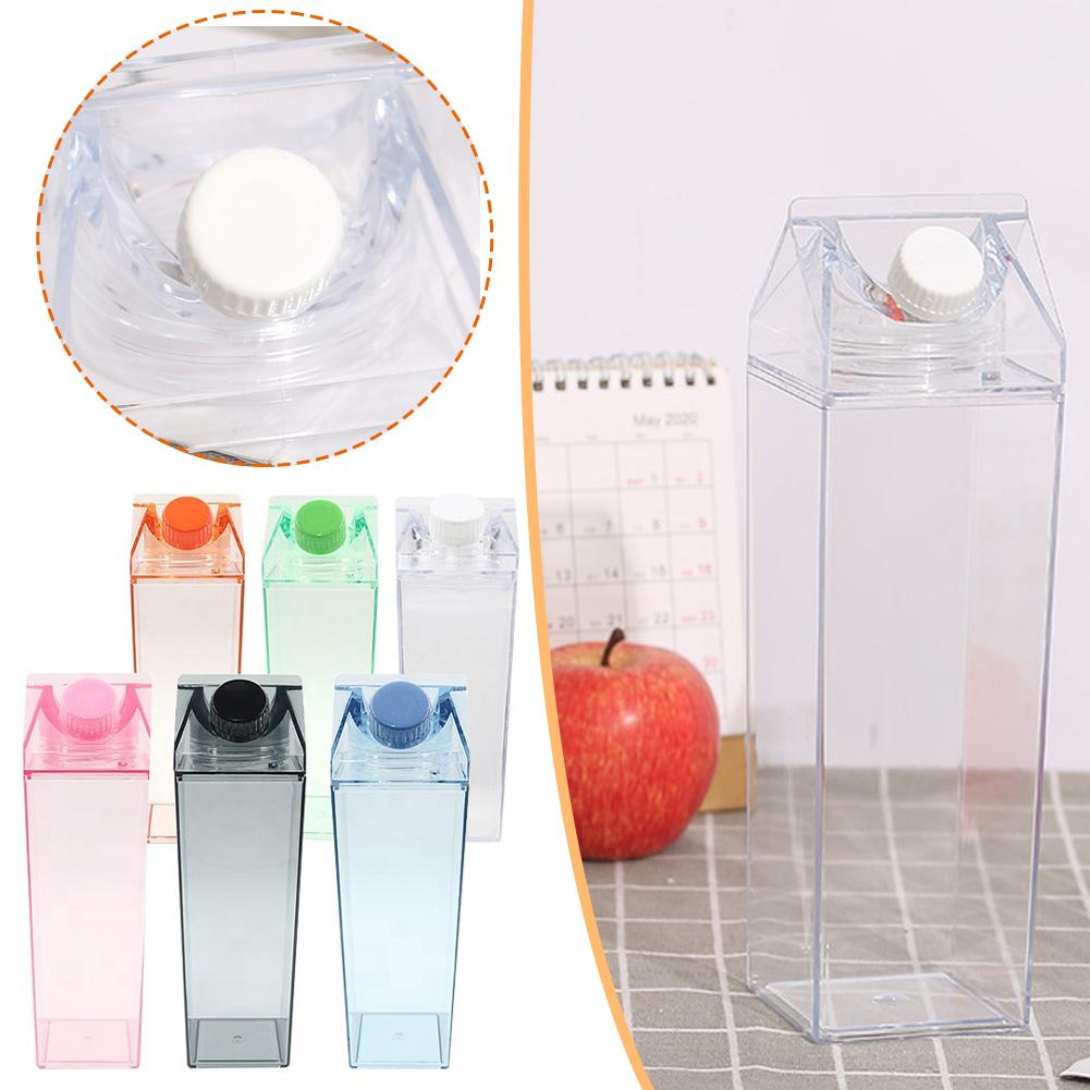 1000ml500ml Bouteille d'eau en carton de lait Plastique transparent Portable Boîte transparente Pour Bouteilles de thé au lait, de jus Tasse à boire Bouteilles R2V1