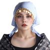 Floral Print Golden Beaded Hijab Breathable Elegant Turban Hat Fashion Triangle Headscarf  Eid Gift