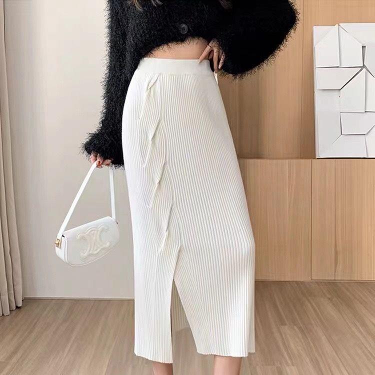 Women's Knitted Half Length Skirt Autumn/Winter Slimming Hip Hugging Split Skirt