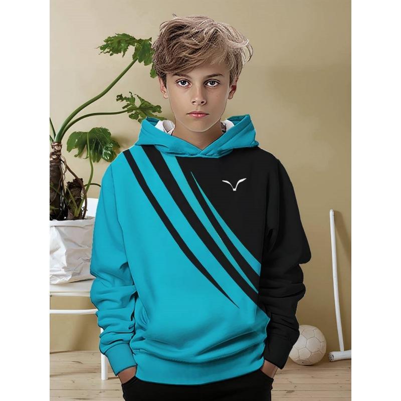 Herbst Classic Kinderkleidung Jungen Hoodies Langarm Streifen 3D Druck Street Locker Komfort Outdoor Jungen Oberteil Kinderkleidung