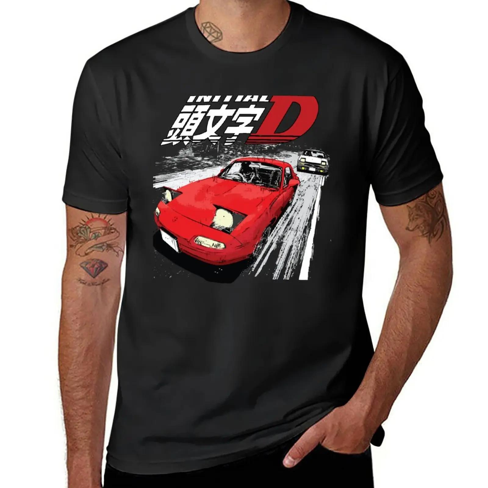 

Новый Initial D - Горный Дрифт Гонки Тандем Такуми Фудзивара AE86 против Eunos MX5 Miata NA Roadster Тору Суэцугу Футболка S