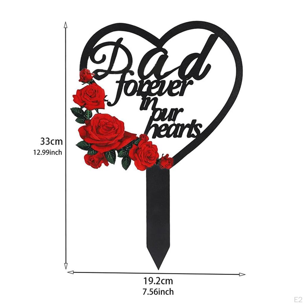 Decorative Metal Memorial Plaque for Lawn Garden Openwork Heart Water Resistant Cemetery Theme