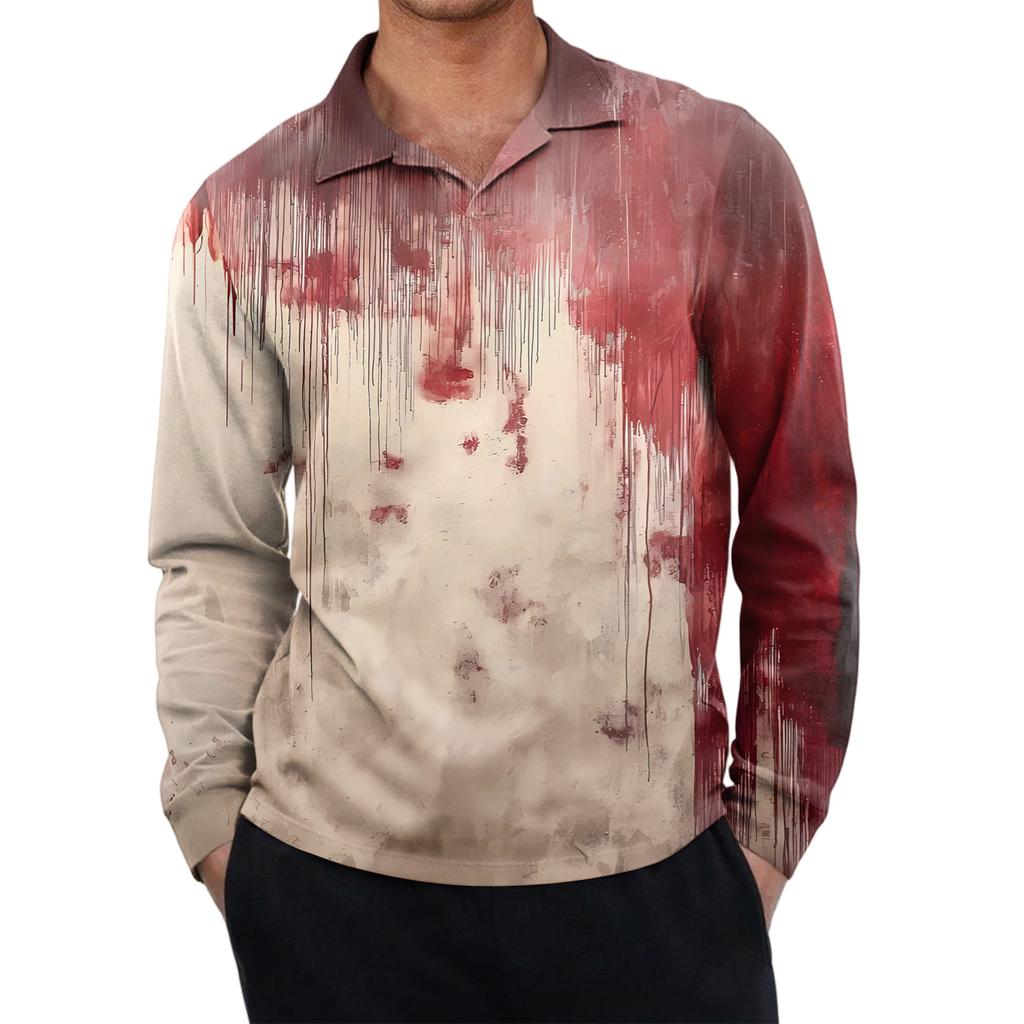 Men's Casual Retro Small V-neck Long-sleeved Top