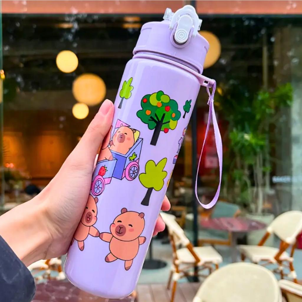 Capybara Water Bottle With Straw For Children To School 690 Ml