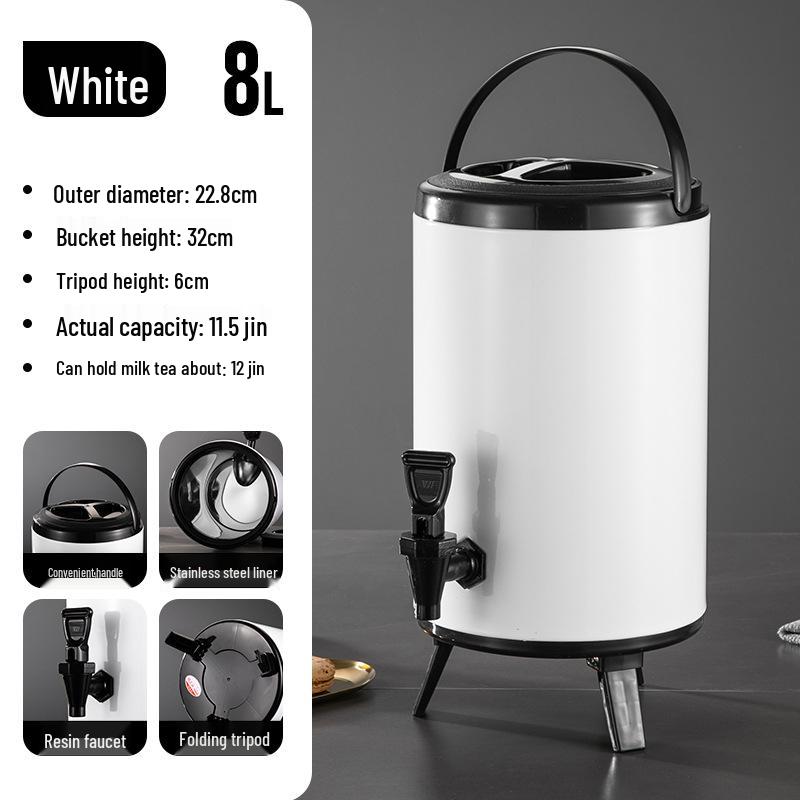 Commercial Stainless Steel Insulated Double-Layer Bucket for Milk Tea & Soy Milk, Large Capacity 