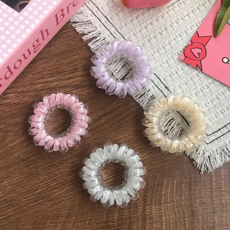 2024 Vynikající Elastická Gumička do Vlasů ve Světlé Barvě ve Stylu Telefonní Šňůry pro Svěží Dívčí Účesy