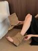 Huge Easy To Wear~ Inner Height Increase of 4cm Women's Model 2025 New Versatile Outer Wear Small Toe Flat Bottom Khaki Cool Boots