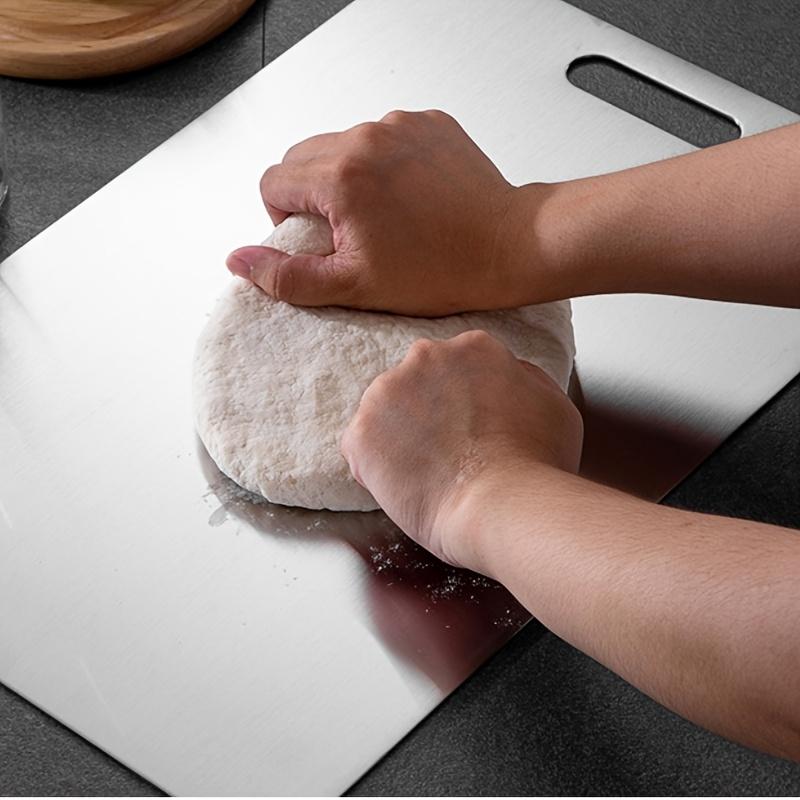 Stainless Steel Cutting Board Double Sided, Heavy Duty Food Grade Chopping Board with Non-Slip Base, Dishwasher Safe for Home