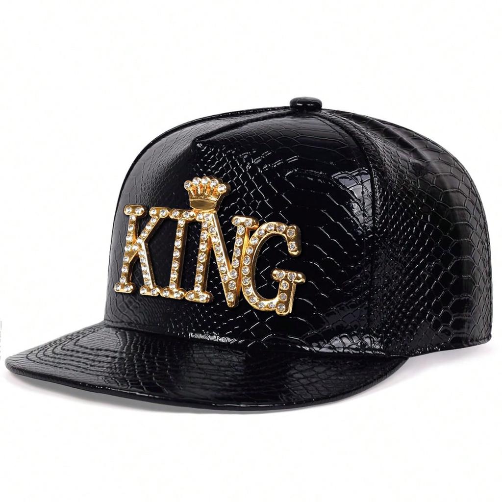 Women King Pattern Leather Hip-Hop Hats Spring Autumn Outdoor Use Adjustable Casual Baseball Caps Sunscreen Hat For Men And