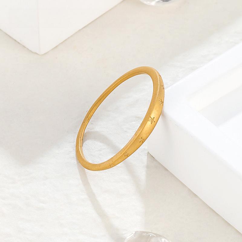 Japanese Sand Gold Small Star Plain Ring, Exquisite High-grade Matte Ring, Titanium Steel Electroplating Stacked Accessories