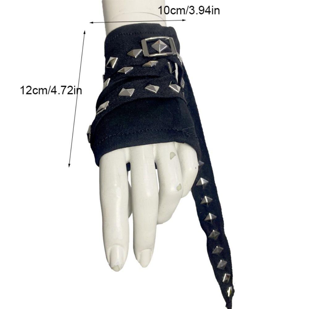 Cool Rope Cross Rivet Gloves Korean Style Hip Hop Fingerless Gloves Gothic Punk Short Arm Warmer Outdoors