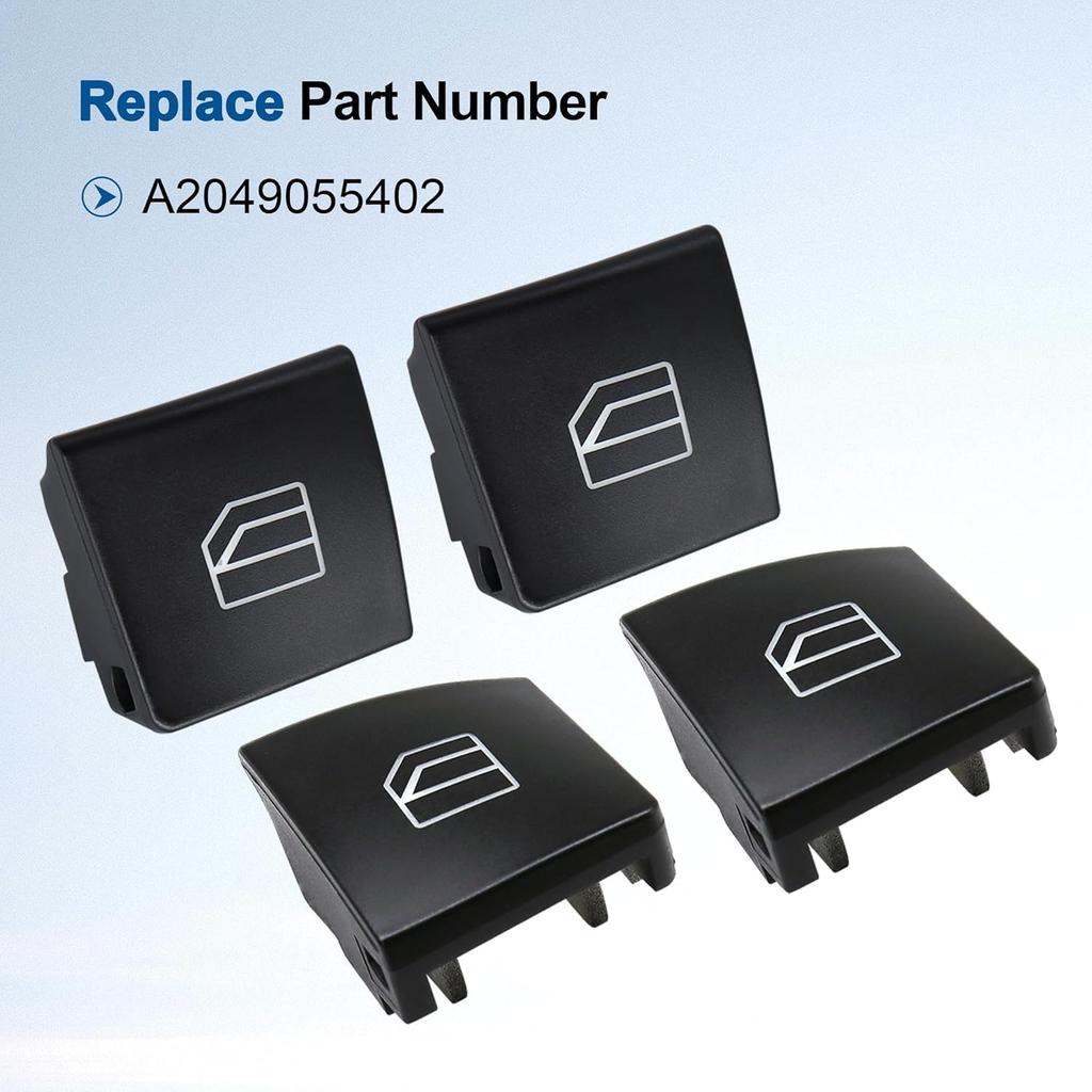 4Pcs Front Driver Window Switch Button Cap Fit for Mercedes-Benz C-Class E-Class GLK W204 W212 E220 C180 C200 C220 C300 C250 W166 Driver Side Front