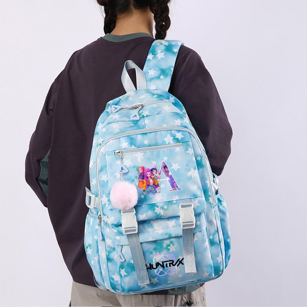 Cartoon 26 English Letters Backpack Large Capacity Bookbag Laptop Unisex Student Boy Girl School Bag Large Capacity Travel Outdoor Bag Gift