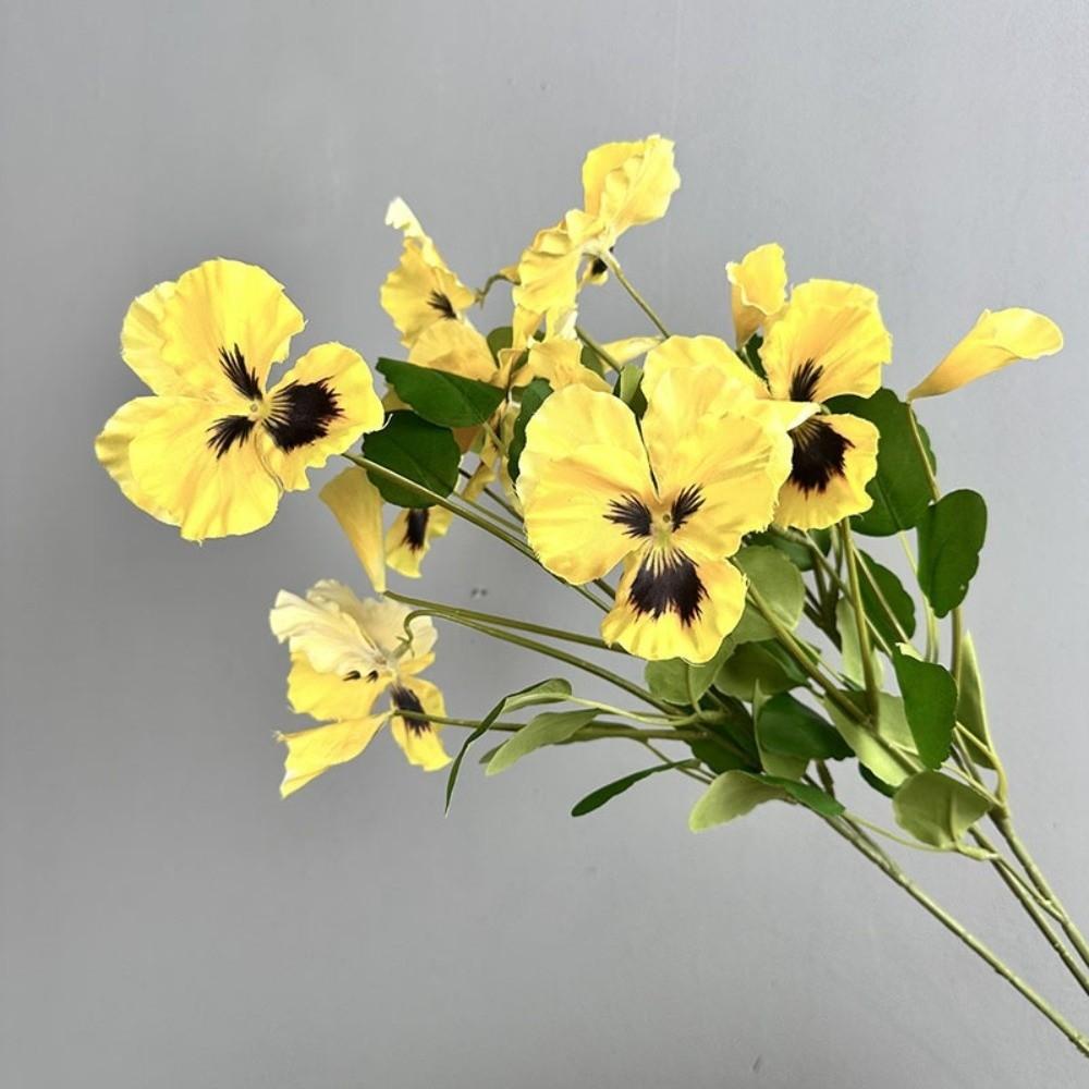 70cm Artificial Viola Tricolor Flower Plastic Real Touch Silk Heartsease Flowers Handmade Fake Flowers Outdoor Garden Decor