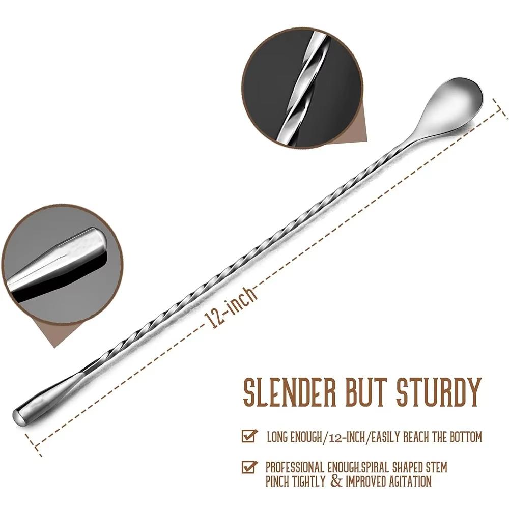 Stainless Steel Measuring Cup with Mixing Spoon Cocktail Jigger Measuring 2.5 Oz /5 Tbsp /75 Ml Liquor Shot Set Bar Accessories