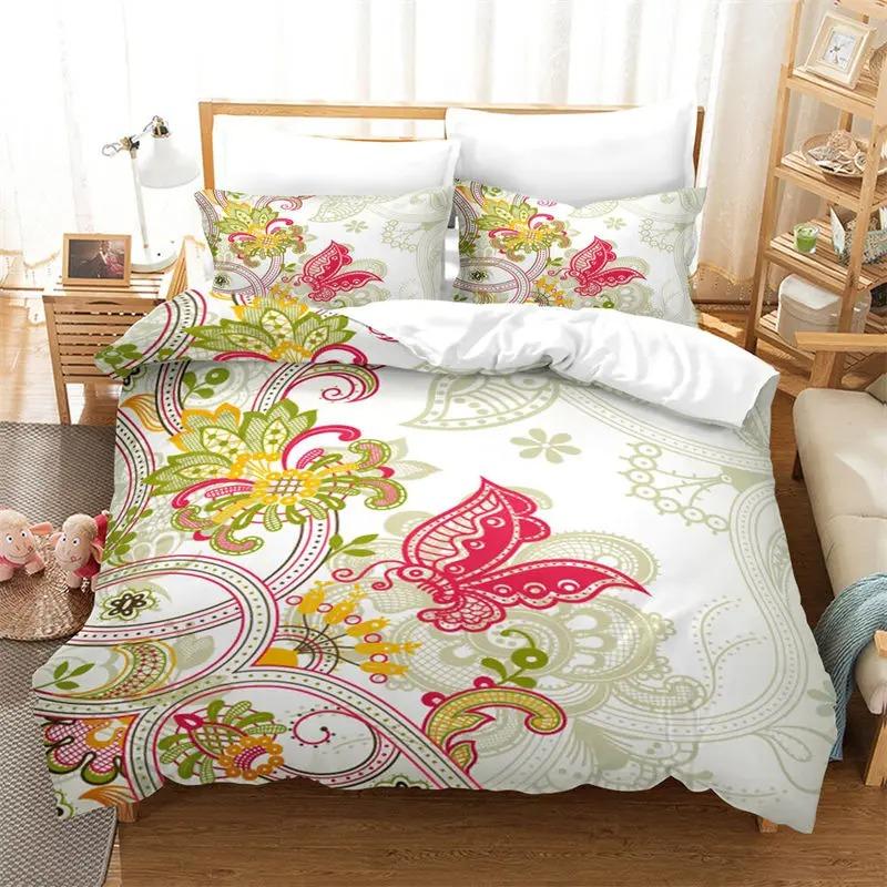 

Paisley Duvet Cover Western Boho Floral Bedding Set Vintage Exotic Comforter Cover for Boys Girls Bedroom Decor Tribal Bed Cover EU Single(135*200cm)3pcs