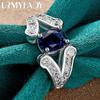 URMYLADY 925 Sterling Silver AAAAA Blue Zircon 7-10 Ring For Women Fashion Charm Jewelry