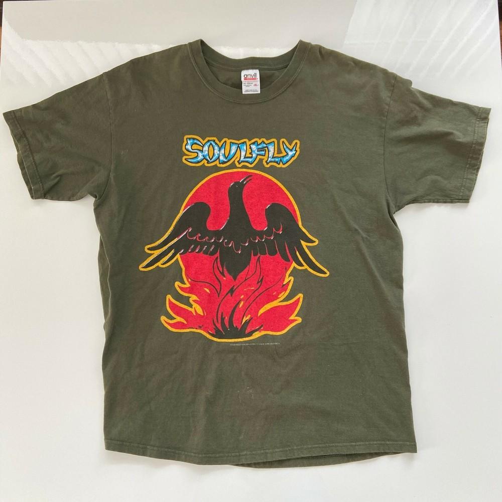 Vintage 2000 Soulfly TShirt Mens XL Green Primitive Tour Music Metal Band Tee Unisex T-Shirt XXXXL