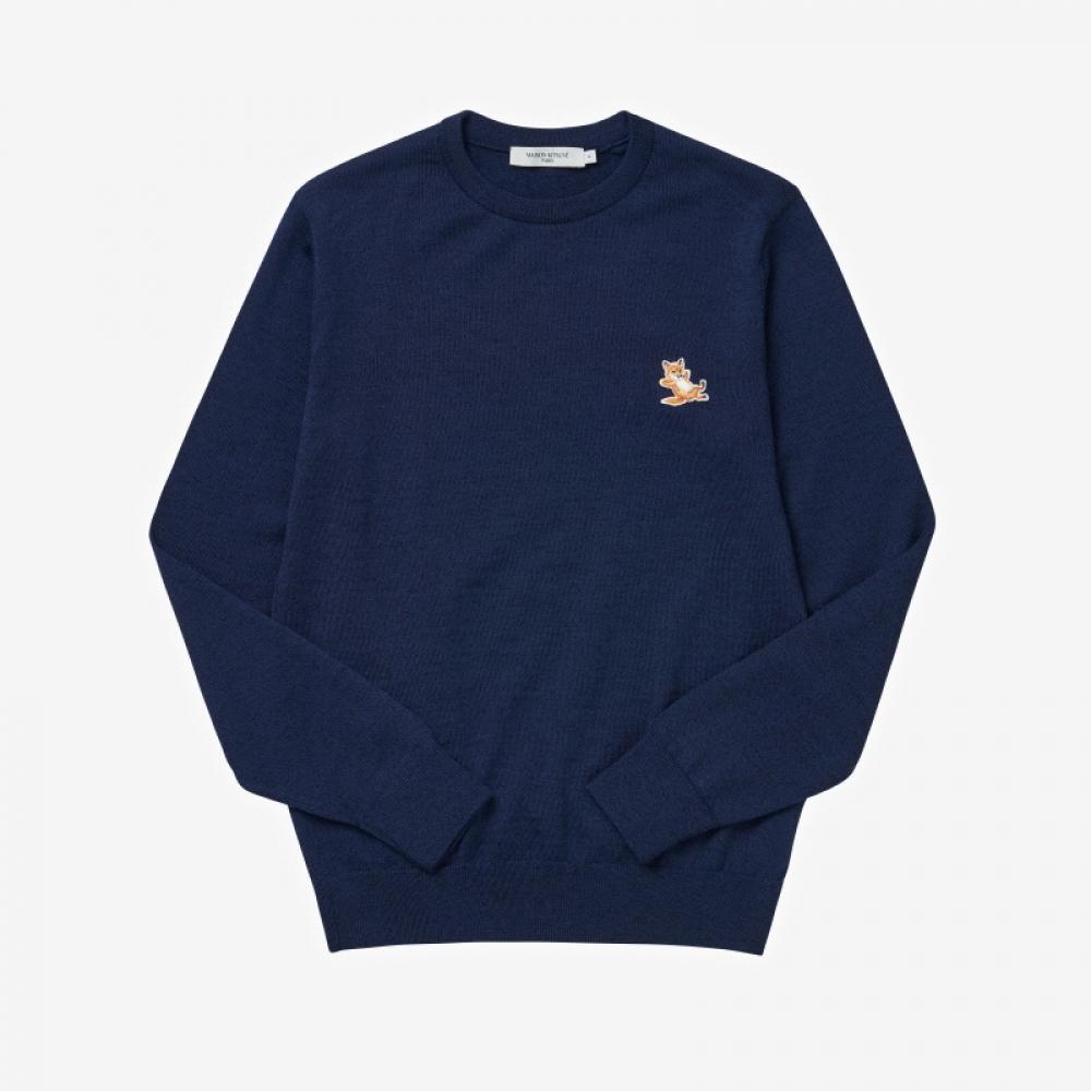 Maison Kitsune Km00501kt1036 H481 Chillax Fox Patch Mens Knit