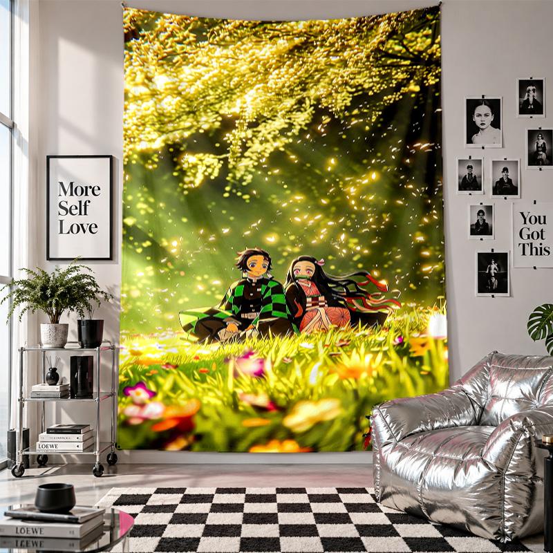Wall TapestryDemon Slayer Art Hanging Cloth Decorative Background Cover for Room Decoration