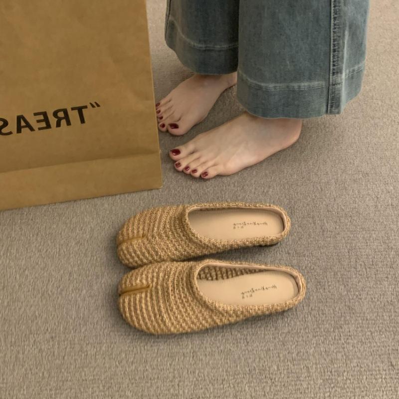 

Богемная женская обувь с раздельным носком, новые летние туфли-лодочки на одной педали, полусабо 40 коричневый