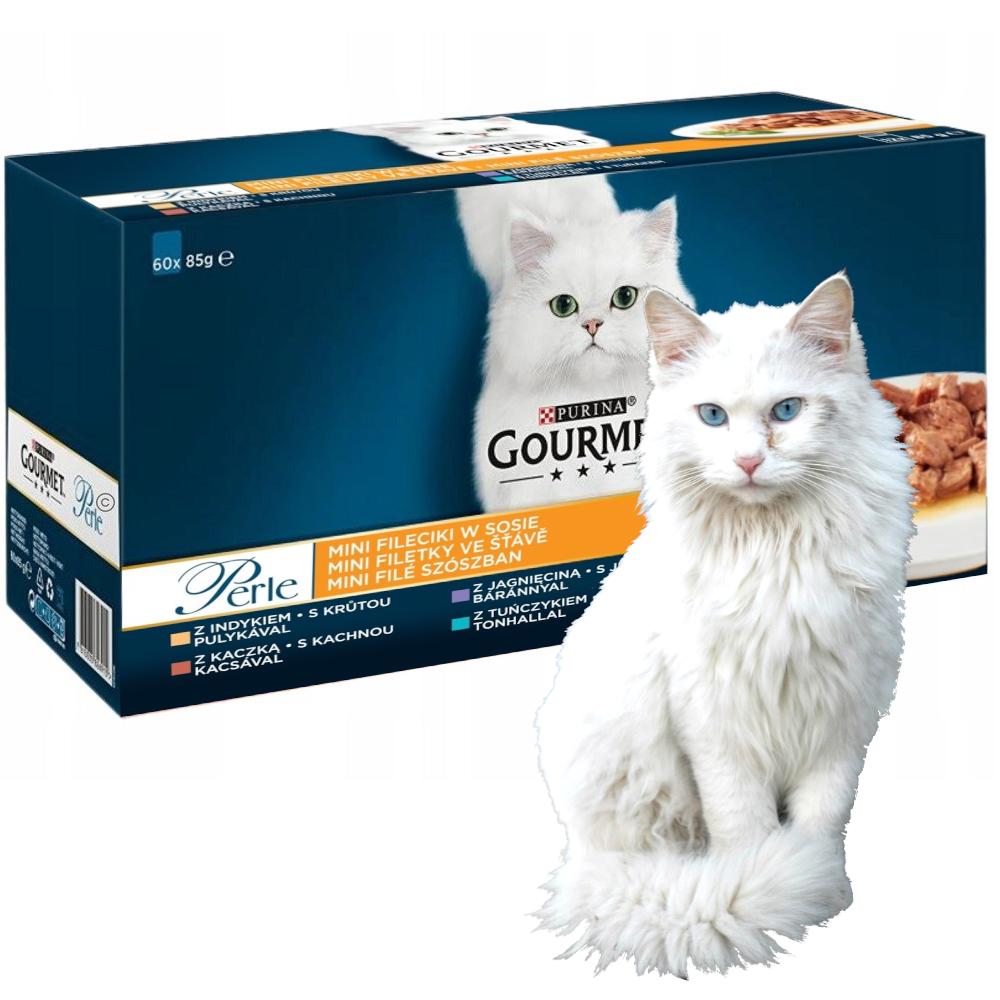 PURINA Gourmet Perle Kaczka, Indyk, Jagnięcina, Tuńczyk - Mokra Karma Dla Kota - 60x85 G