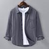 Camicia a Maniche Lunghe Primavera ed Estate Uomo Business Casual Cotone e Lino