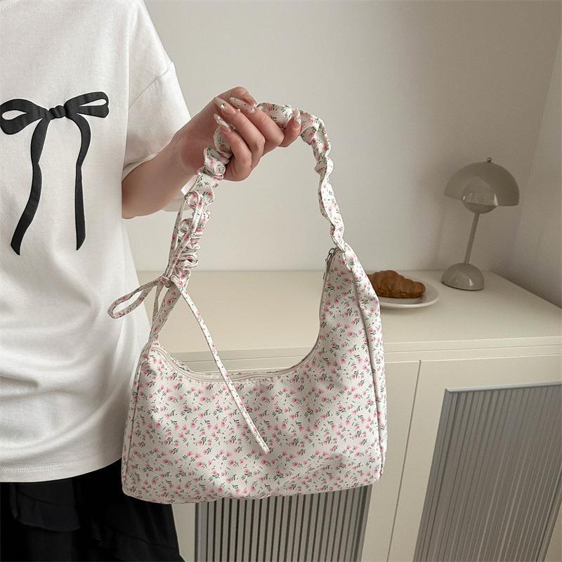 Spring and Summer Floral Cloth Bag Women's 2025 New Trendy Literary Small Square Bag Student Large-capacity Shoulder Armpit Bag