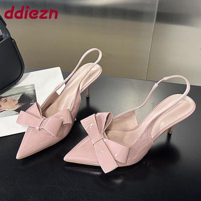 Modische Schuhe Schmetterlingsknoten Damen Dünne Absätze Sandalen Schuhe Damen Pantoletten Mode Spitze Damen Hohe Absätze Sandalen Schuhe Pumps
