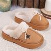 Fashion Fashion Perals Bowknot Fluffy Slippers Women 2025 Warm Faux Fur Platform Slides Woman Outdoor Comfort Non Slip Cotton Slippers