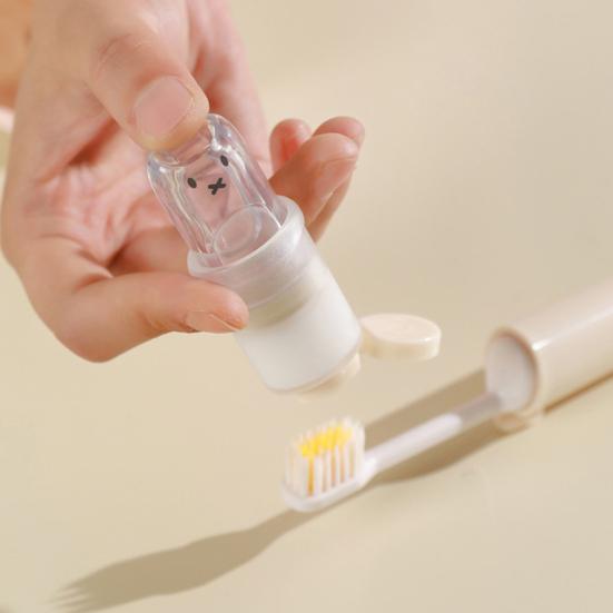 2-In-1 Multifunctional Toothbrush with 2 Replaceable Heads Portable Home Travel Outdoor Hiking Camping Toothbrush with Toothpaste Storage Box